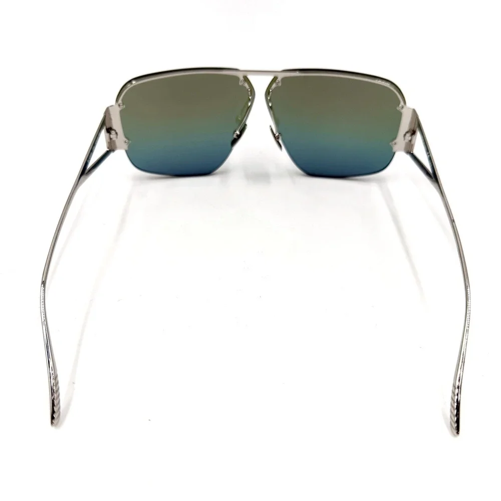 Bottega Veneta BV1065S Sunglasses Silver Iridescent Mirror Shield Oversized‎